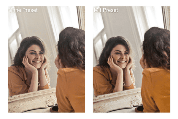 Vergleich mit und ohne Lightroom Preset