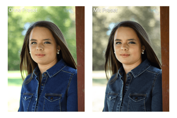 Vergleich mit und ohne Lightroom Preset